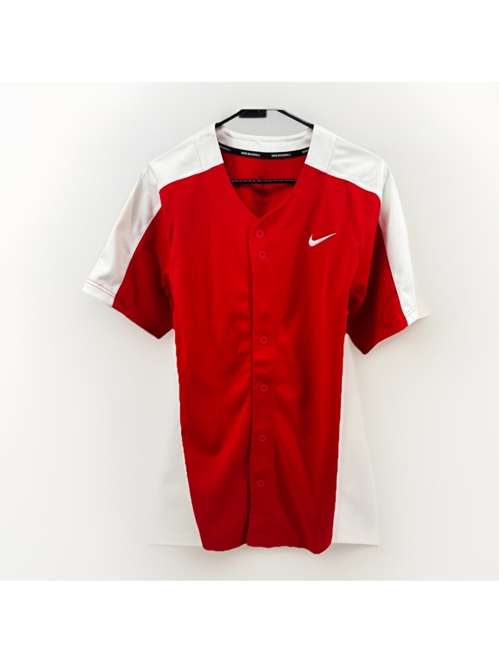 Nike Team Baseball Jersey Red White Button Up Small NWT Dri-Fit Vapor Game Top